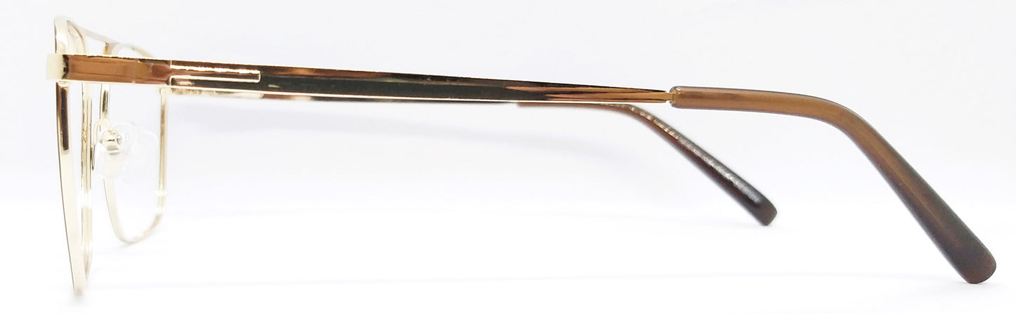 VE Square Gold & Brown Metal Frame for Men & Women