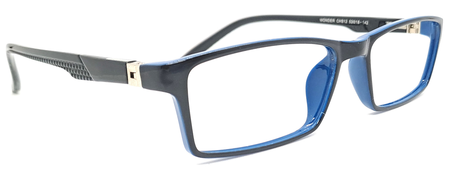 VE Black & Blue Rectangle Frame for Men & Women