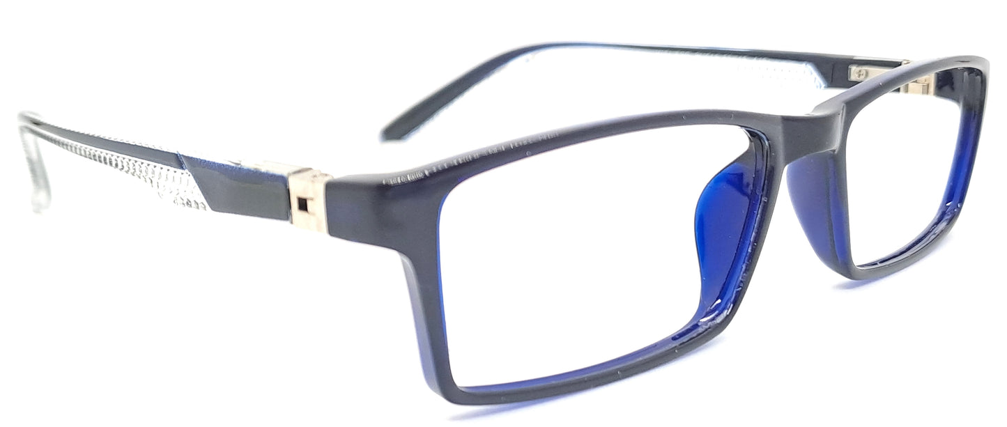 VE Transparent Blue Rectangle Frame for Men & Women