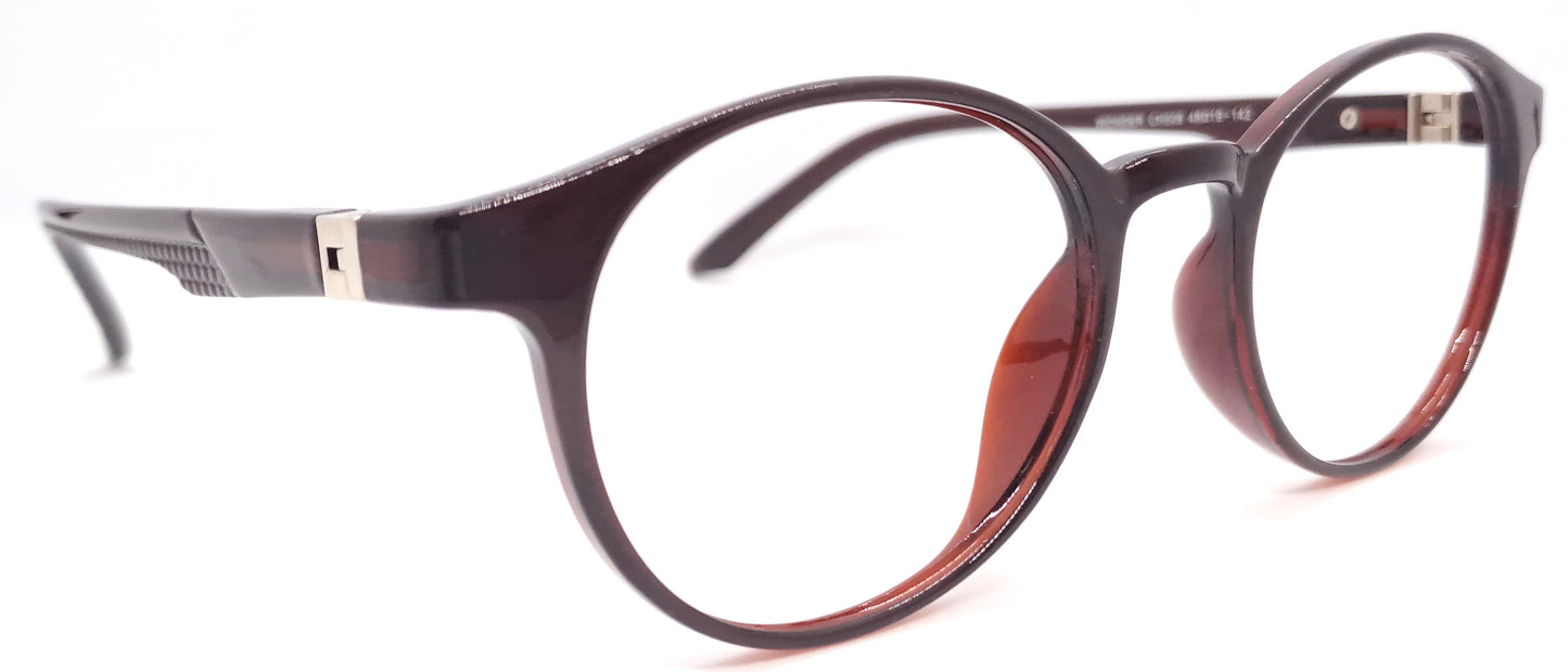 VE Transparent Brown Round Frame for Men & Women