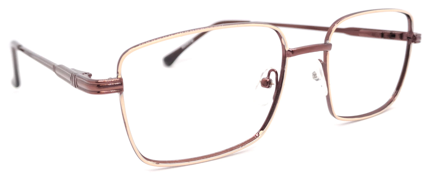 VE White & Brown Rectangle Metal Frame for Men & Women