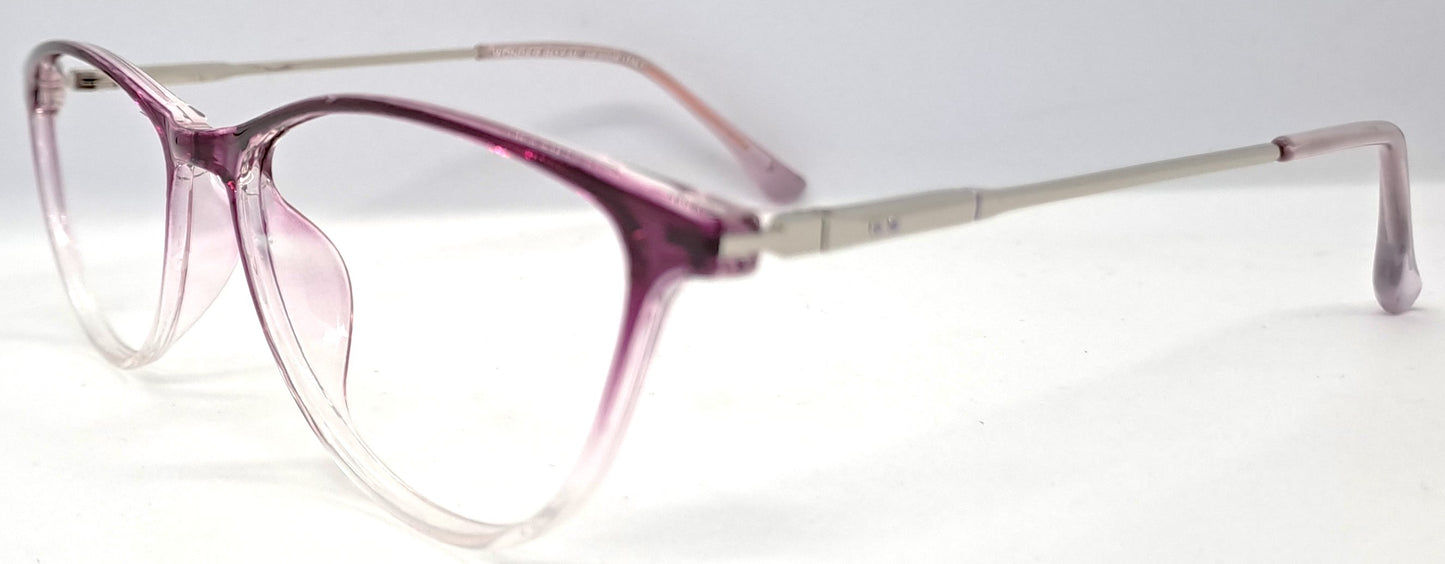 VE Purple & Transparent Cat Eye Frame for Men & Women