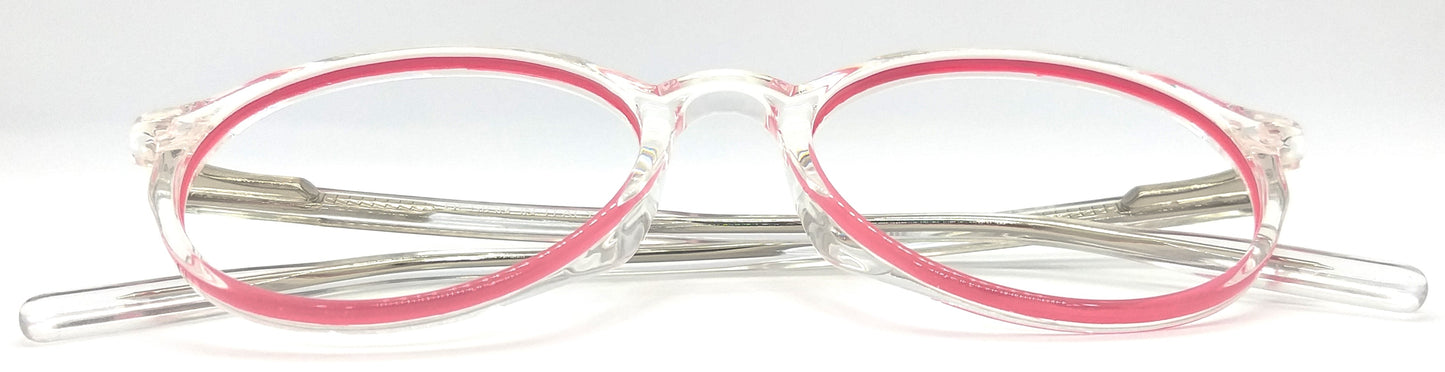 VE Pink & Transparent Round Frame for Men & Women