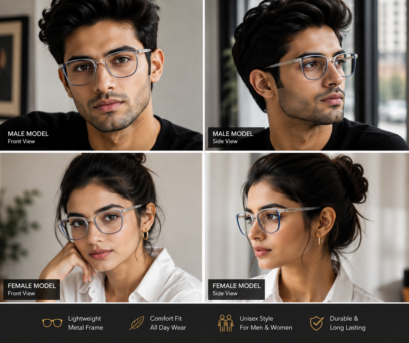 VE AURORA Frost Blue – Transparent Square Eyeglasses