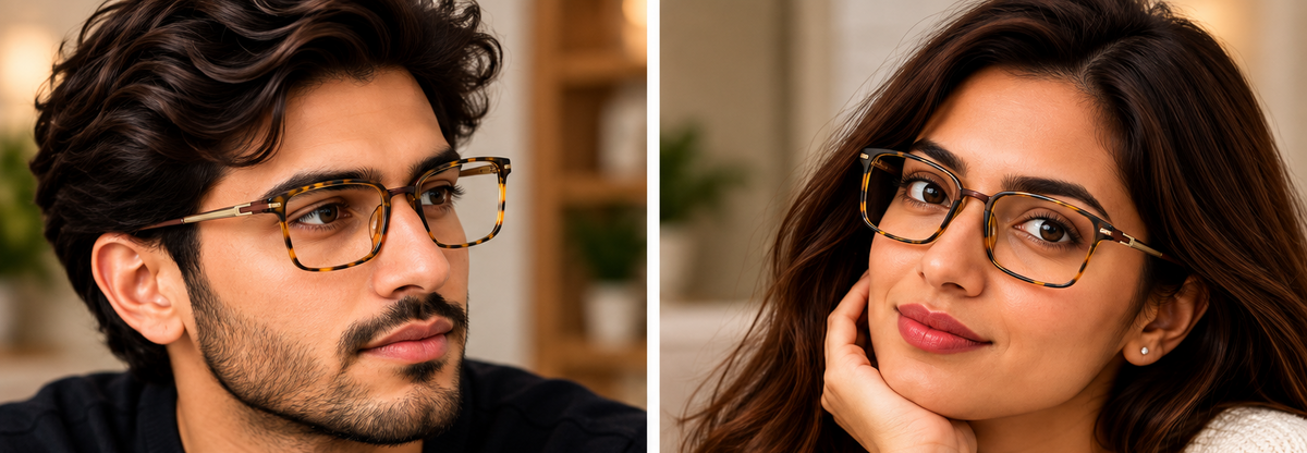 Vidaestilio Amber Classic – Tortoise Brown Rectangle Metal Eyeglasses