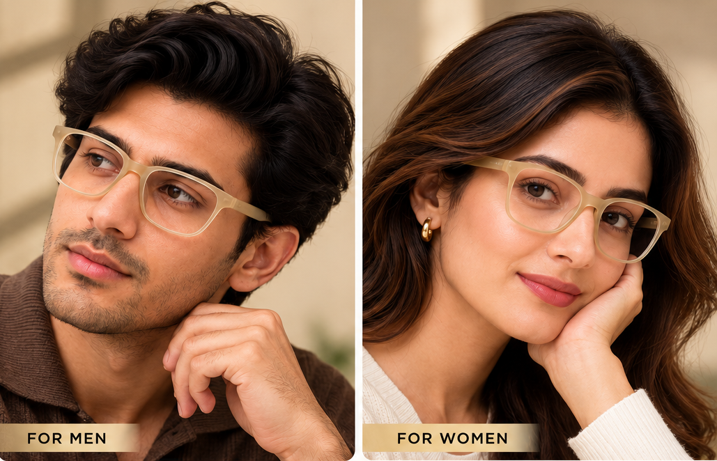 Vidaestilio Champagne Sand – Beige Square Eyeglasses