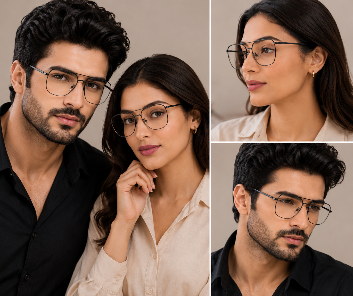 VE Noir – Premium Black Metal Square Eyeglass Frame