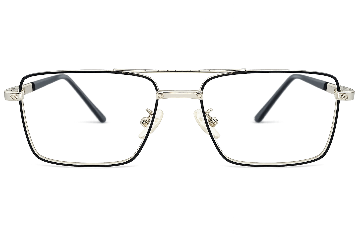 VE Velric – Premium Rectangle Black & Silver Metal Eyeglass Frame