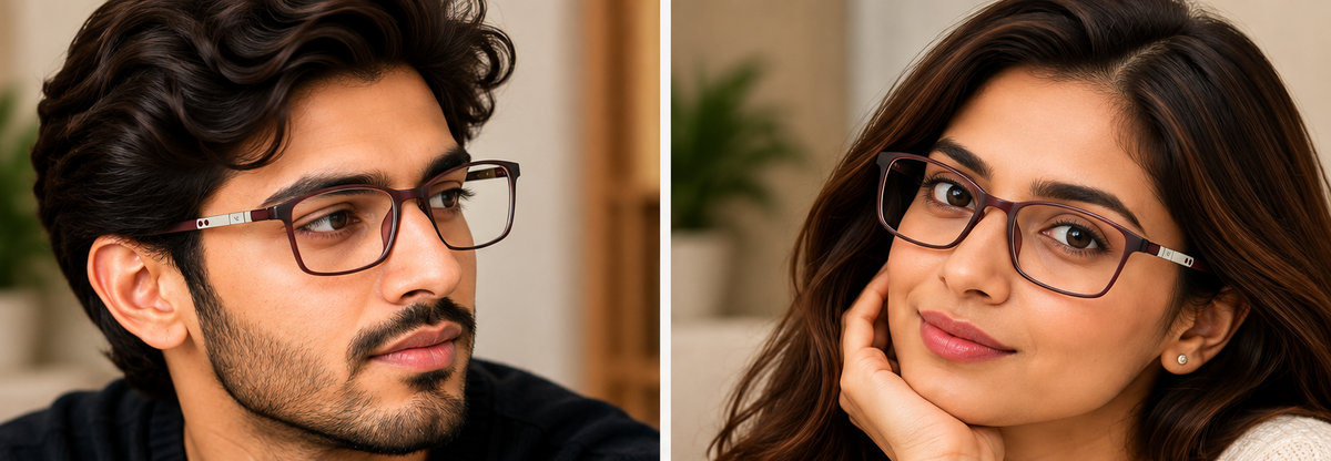 Vidaestilio Crimson Edge – Maroon Rectangle Eyeglasses