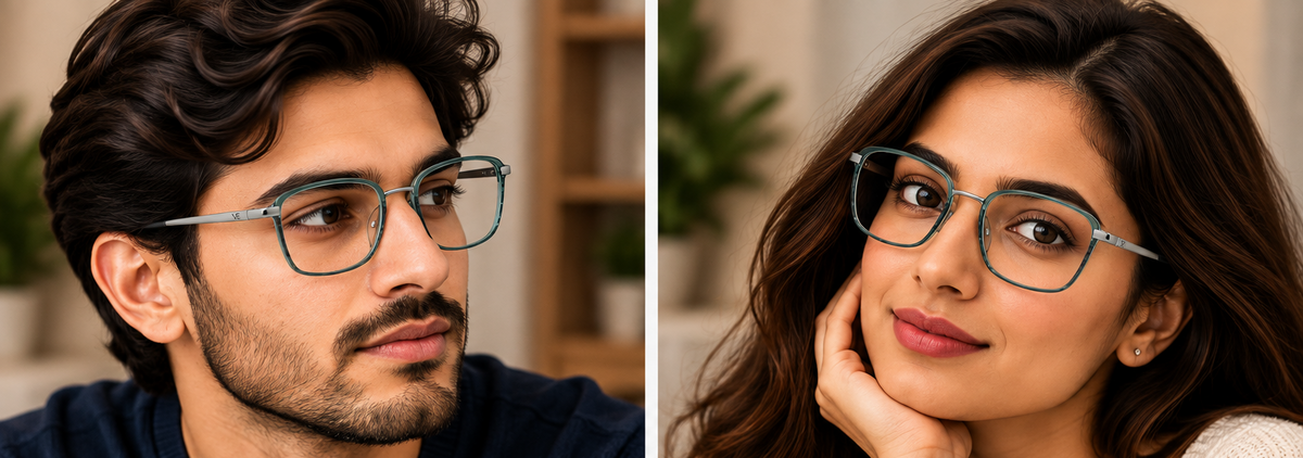 Vidaestilio Forest Lite – Green & Silver Square Eyeglasses