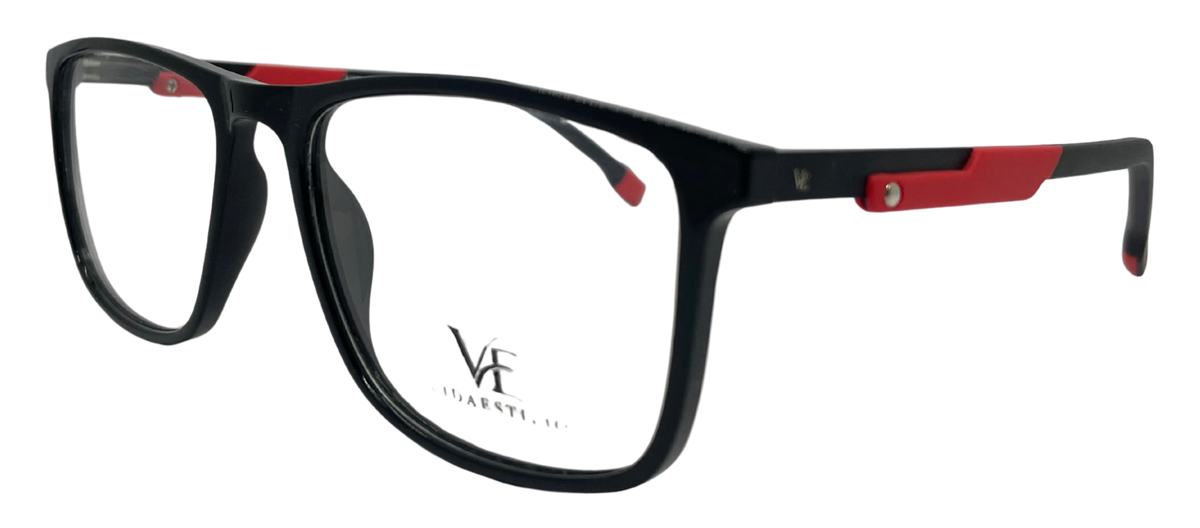 Vidaestilio Crimson Edge – Black & Red Rectangular Eyeglasses