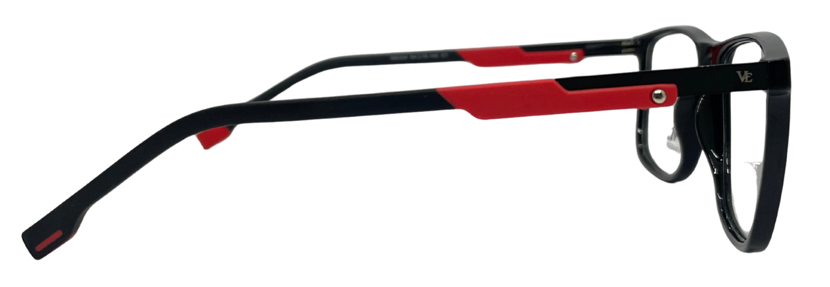 Vidaestilio Crimson Edge – Black & Red Rectangular Eyeglasses