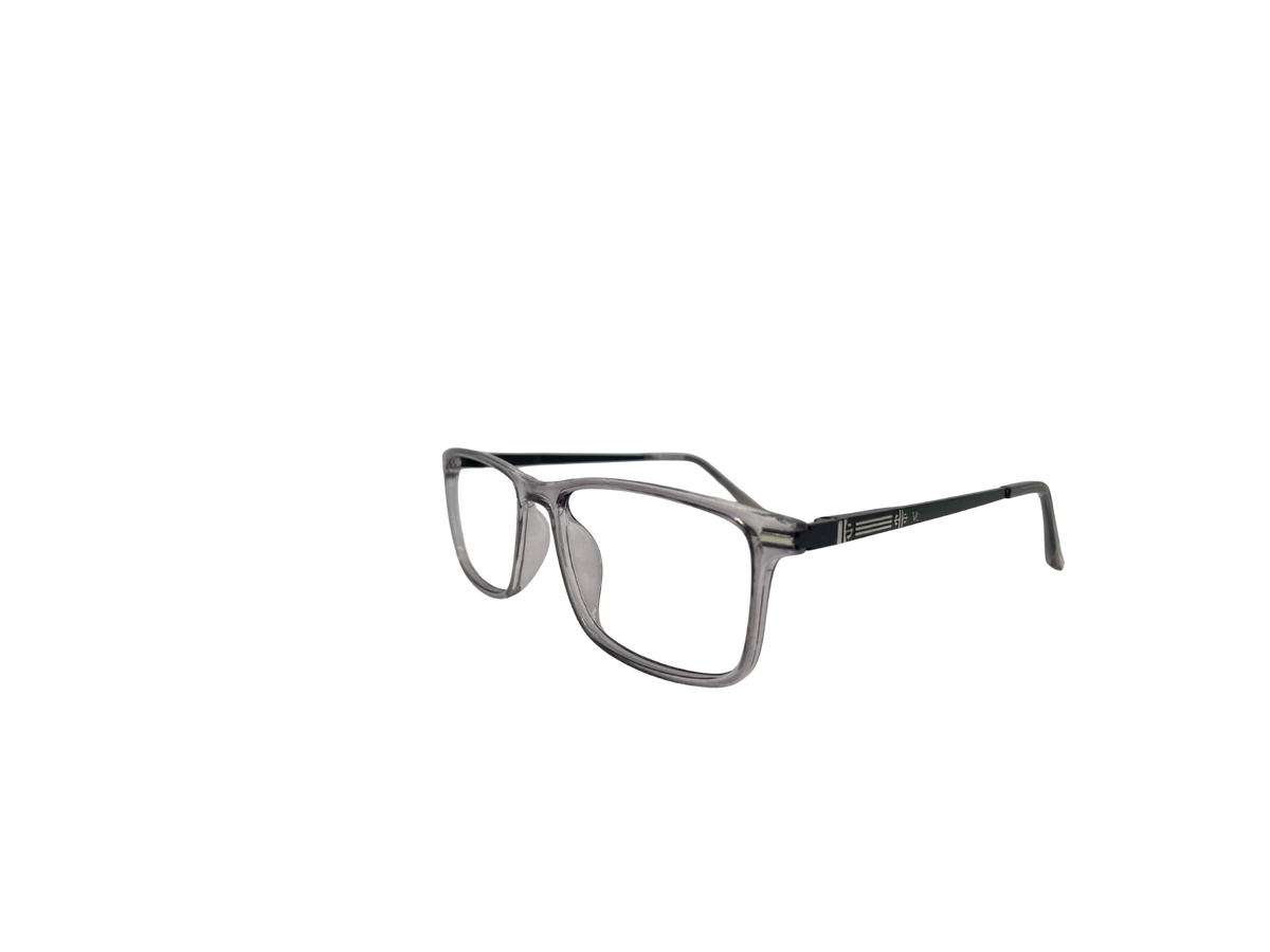 Vidaestilio Nexa Clear – Crystal Grey & Black Rectangle Eyeglasses