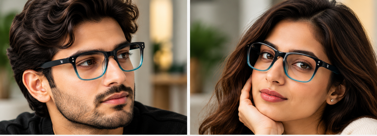 Vidaestilio Ocean Fade – Black Teal Square Eyeglasses