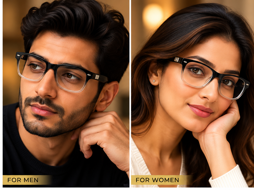 Vidaestilio Onyx Fade – Black Crystal Square Eyeglasses