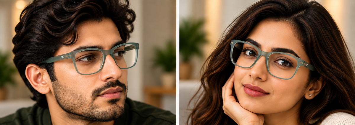 Vidaestilio Sage Bold – Sage Green Square Eyeglasses
