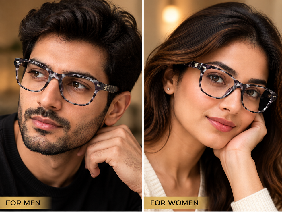 Vidaestilio Shadow Mist – Black & Grey Marble Eyeglasses