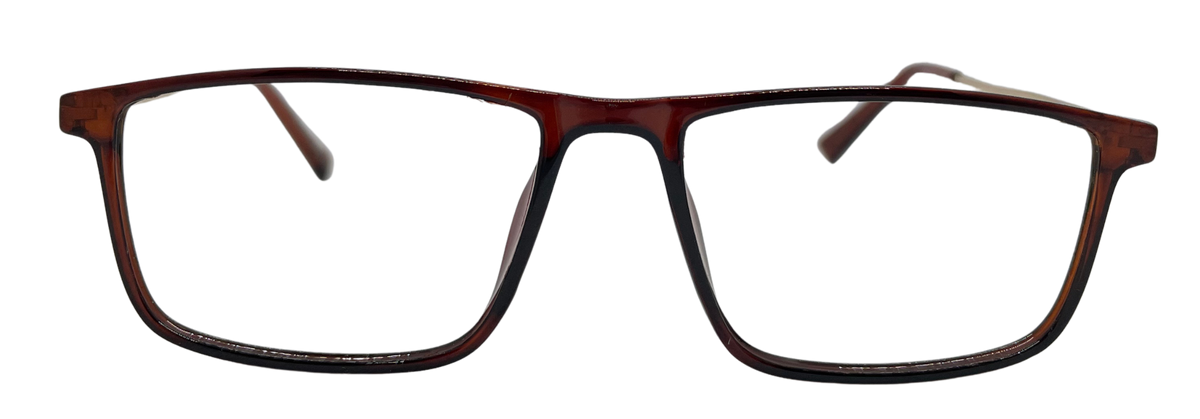 Vidaestilio Amber Edge – Brown & Gold Rectangle Eyeglasses