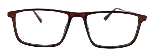 Vidaestilio Amber Edge – Brown & Gold Rectangle Eyeglasses
