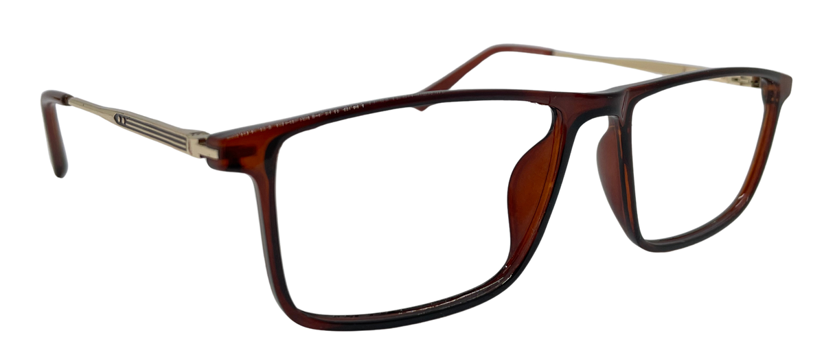 Vidaestilio Amber Edge – Brown & Gold Rectangle Eyeglasses