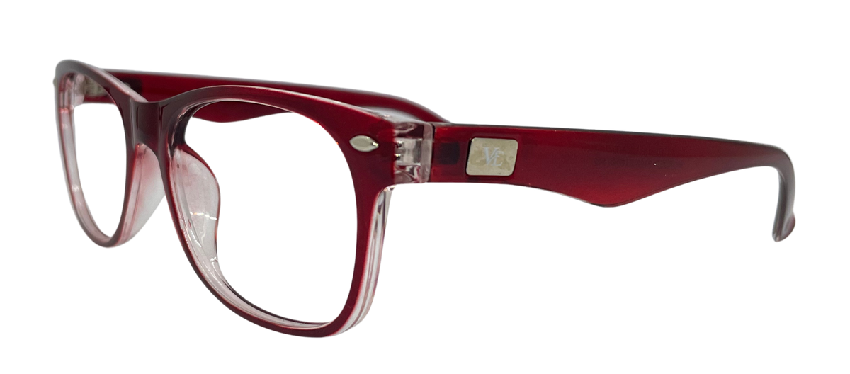 Vidaestilio Ruby Blush – Translucent Maroon Square Eyeglasses