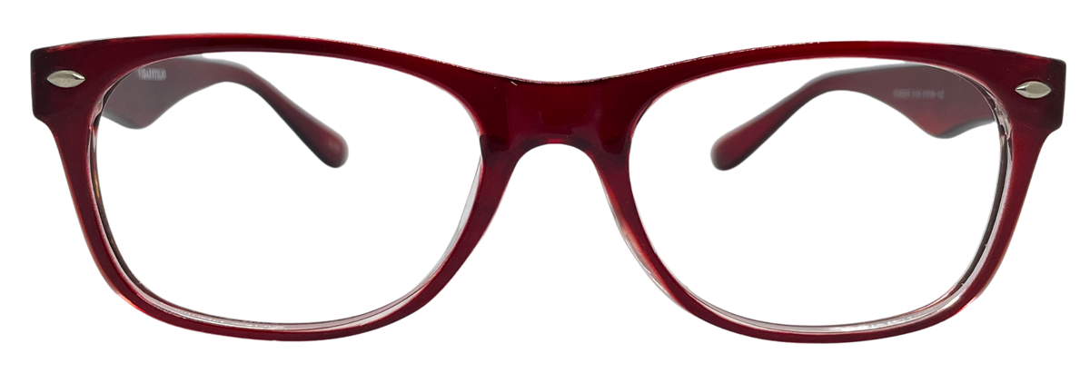 Vidaestilio Ruby Blush – Translucent Maroon Square Eyeglasses