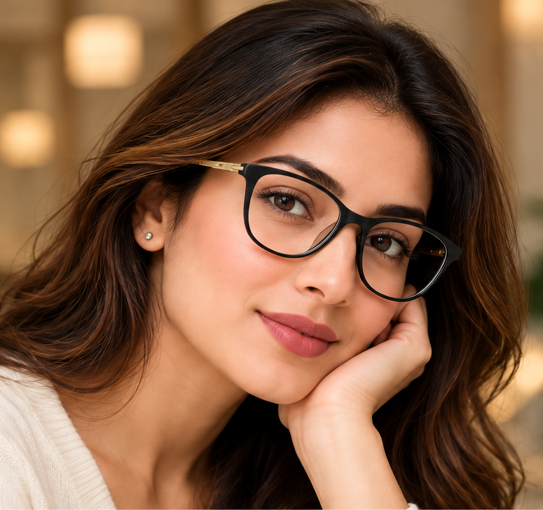 Vidaestilio Noir Allure – Black Cat-Eye Eyeglasses