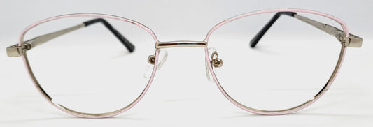 VE Pink & Silver Oval Metal Frame for Men & Women