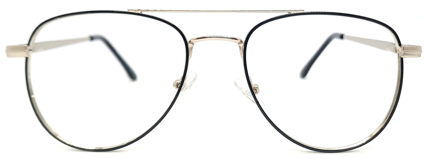 VE Silver With Front Black Aviator Frame for Men & Women