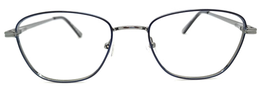 VE Blue & Gunmetal Oval Metal Frame for Men & Women