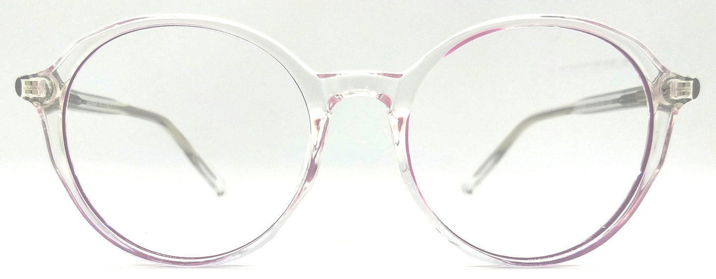 VE Purple & Transparent Round Frame for Men & Women