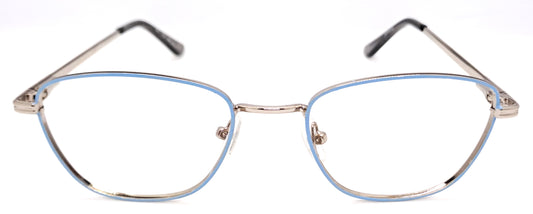 VE Blue & Silver Oval Metal Frame for Men & Women