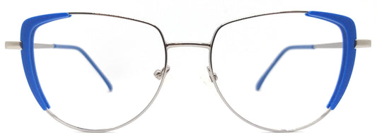 VE Silver & Blue Round Metal Frame for Men & Women