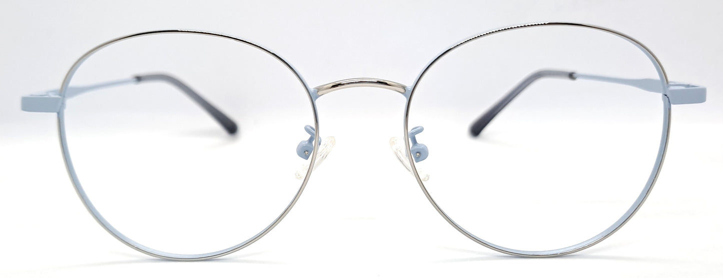 GA Sky Blue Round Metal Frame for Men & Women