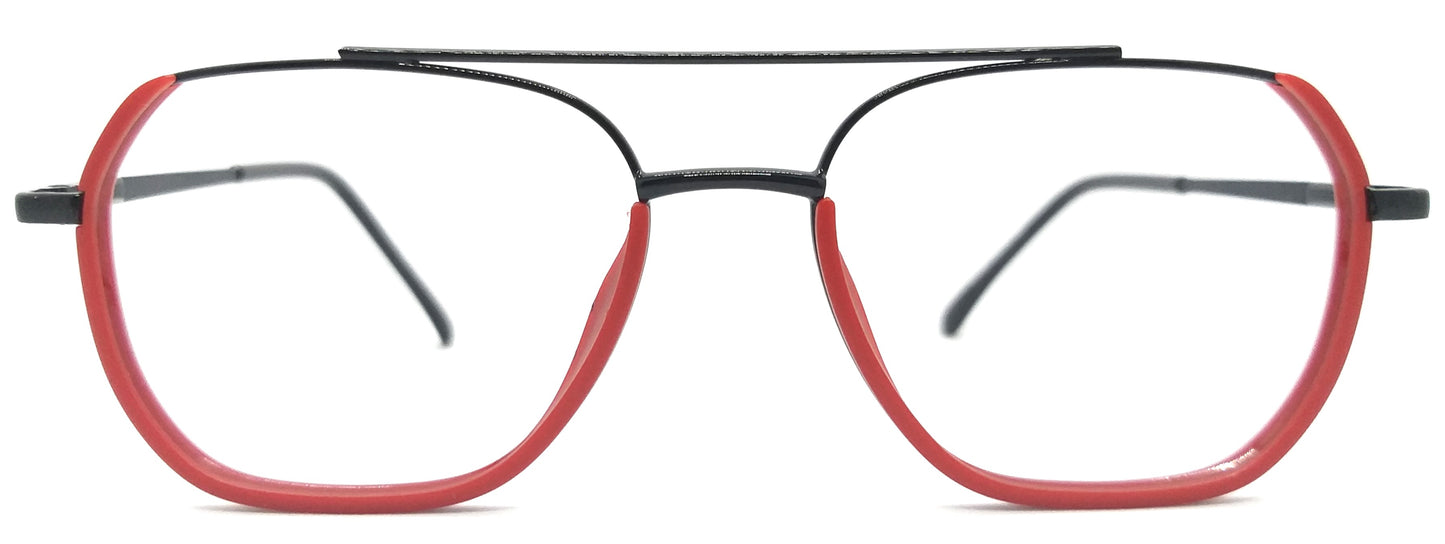 VE Black & Red Square Metal Frame for Men & Women