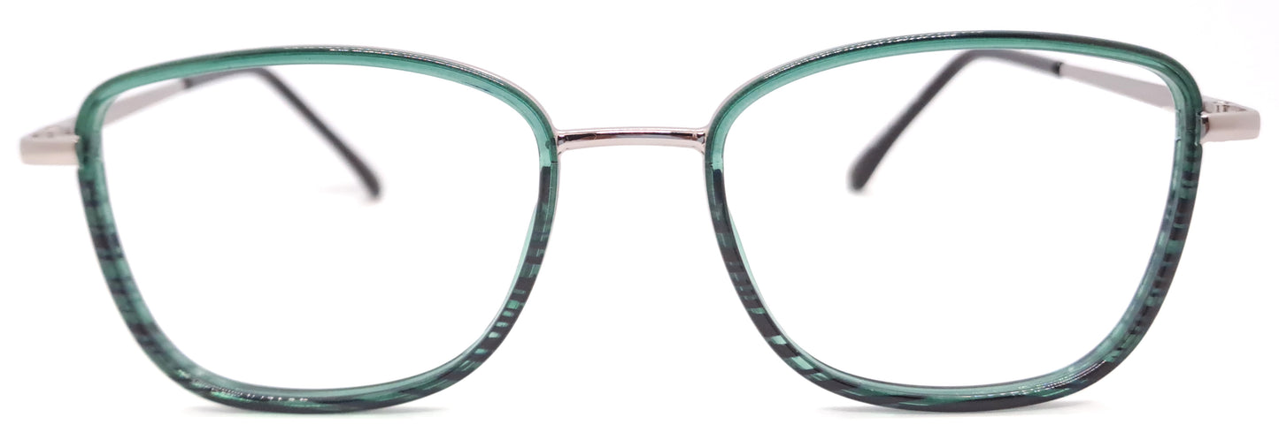 VE Green Rectangle Metal Frame for Men & Women