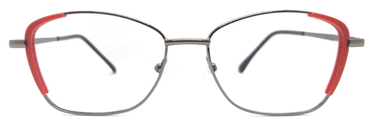 VE Gunmetal & Red Cat Eye Metal Frame for Men & Women