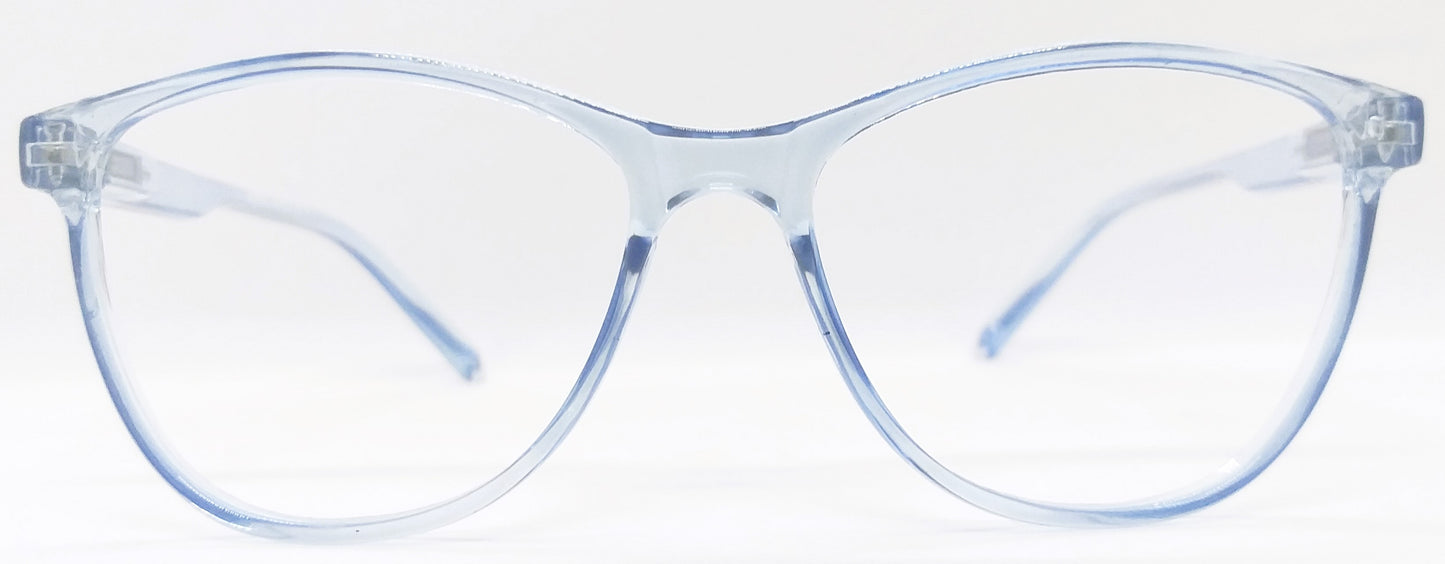 VE Transparent Blue Round Frame for Men & Women