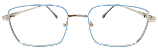 VE Blue & Silver Rectangle Metal Frame for Men & Women