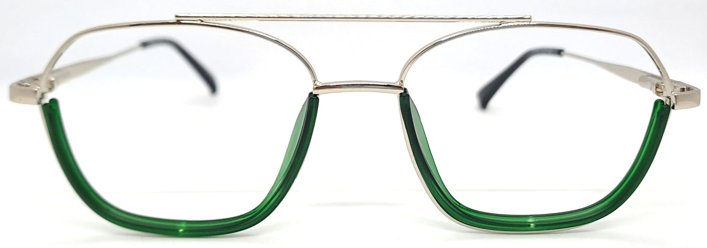 VE Silver & Green Square Frame for Men & Women