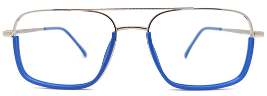 VE Silver & Blue Rectangle Metal Frame for Men & Women