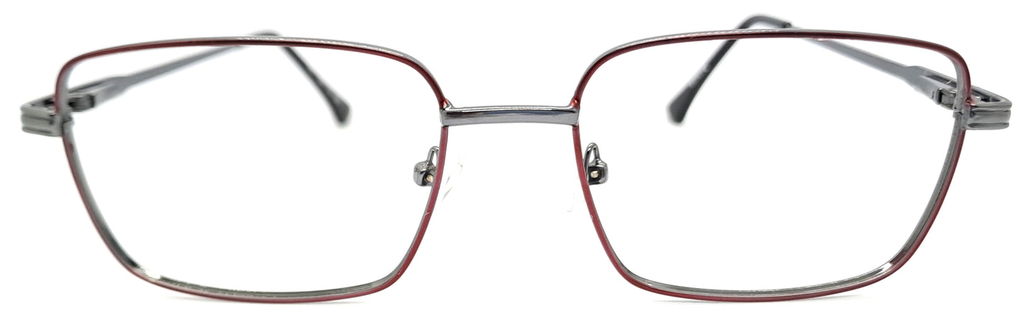VE Maroon & Gunmetal Rectangle Metal Frame for Men & Women