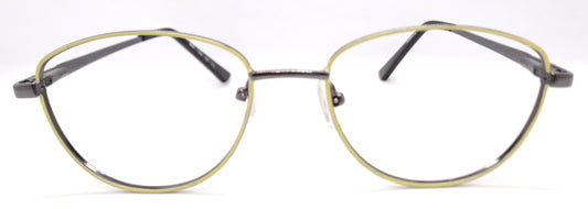 VE Lemon & Gunmetal Oval Metal Frame for Men & Women