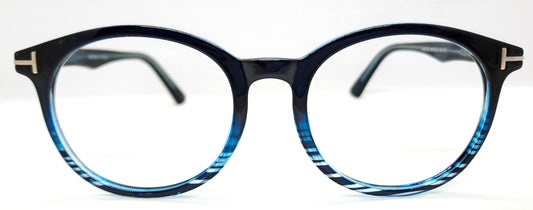 VE Texture Blue Round Frame for Men & Women