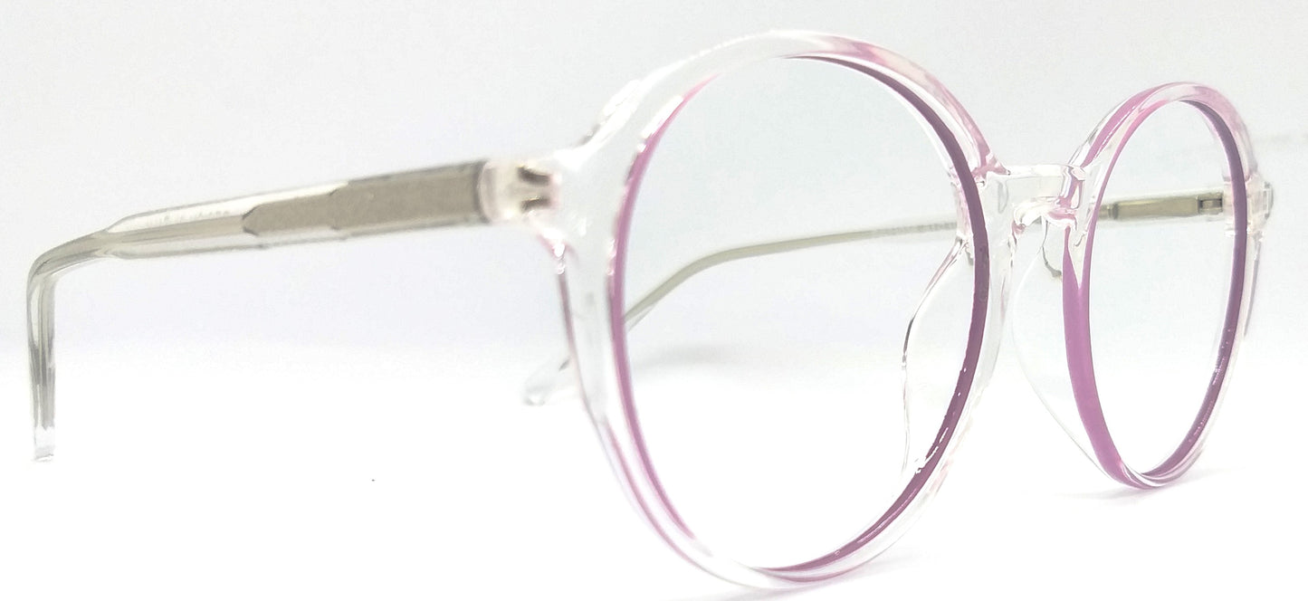 VE Purple & Transparent Round Frame for Men & Women