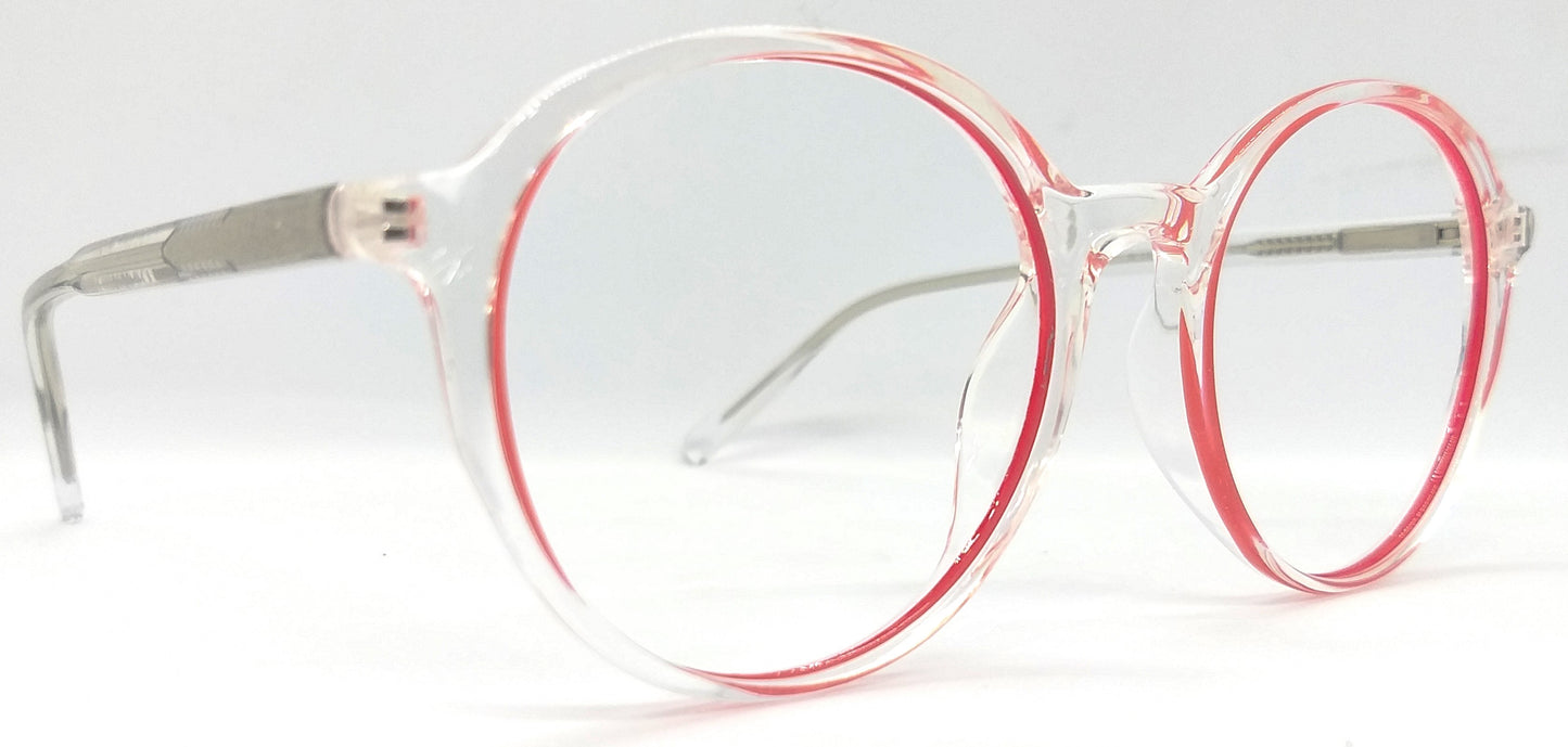 VE Red & Transparent Round Frame for Men & Women