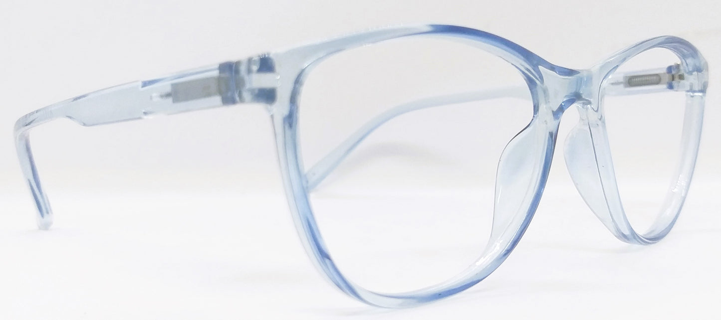 VE Transparent Blue Round Frame for Men & Women