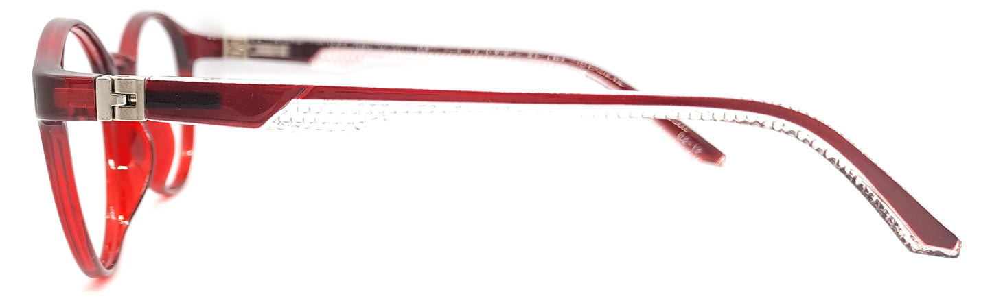 VE Transparent Red Round Frame for Men & Women