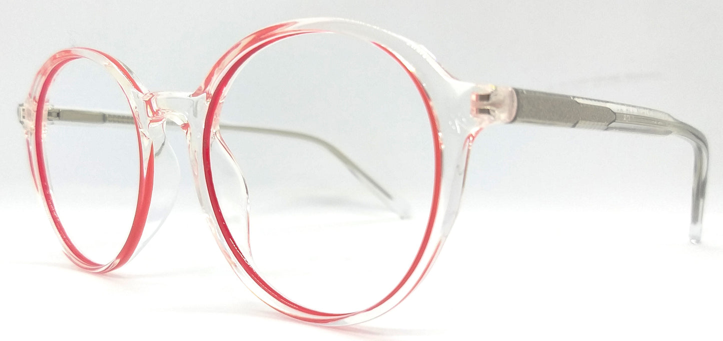VE Red & Transparent Round Frame for Men & Women
