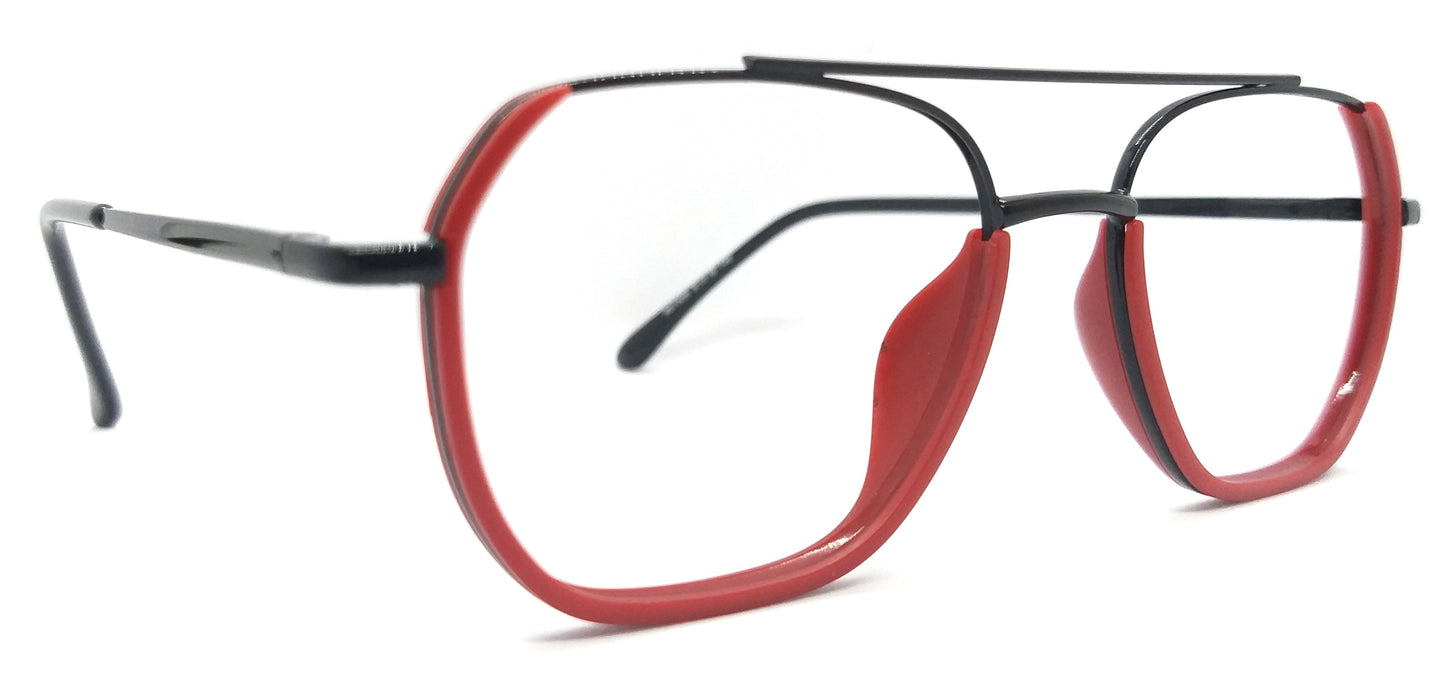 VE Black & Red Square Metal Frame for Men & Women